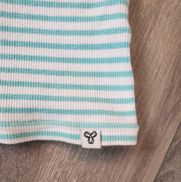 TNA Aritzia Striped, Ribbed Racerback Tank, White and Blue, XS - Picture 2 of 4
